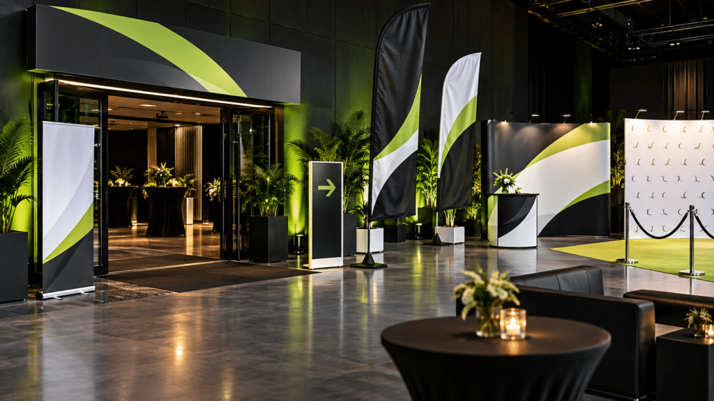 Professional event signage and branded display installation